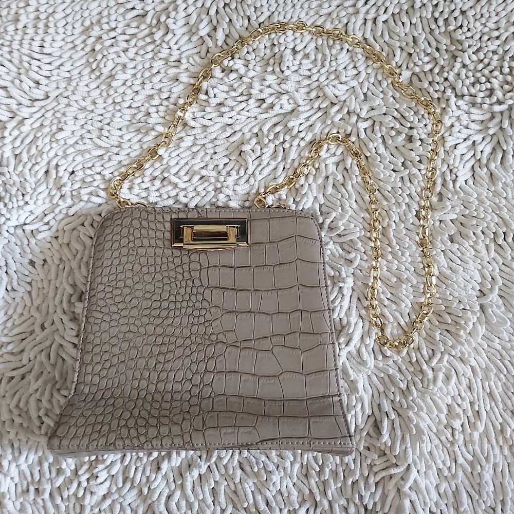 Asos snake print purse with gold chain strap